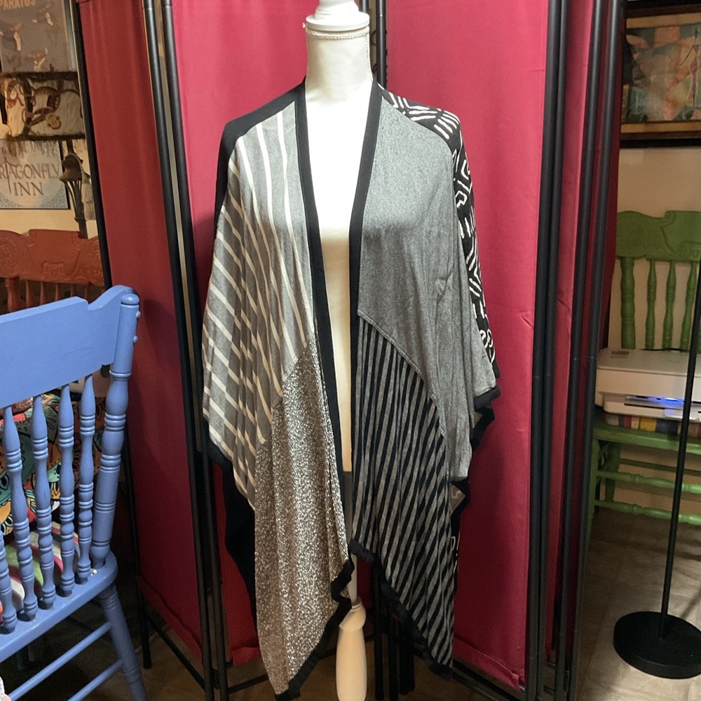 Dairi Oversized Asymmetrical Cardigan Jacket Tribal Stripes Large XL 2X